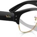 Ray-Ban Unisex Sunglasses Black On Gold Frame, Clear/Blue Lenses, 50MM (Black)