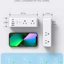 Surge Protector Outlet Extender - with Rotating Plug, 6 AC Multi Plug Outlet with 4 USB Ports (2 USB C), 1800J Wall Charger, 3-Sided Power Strip with Spaced Outlet Splitter for Home, Office, Travel (White)