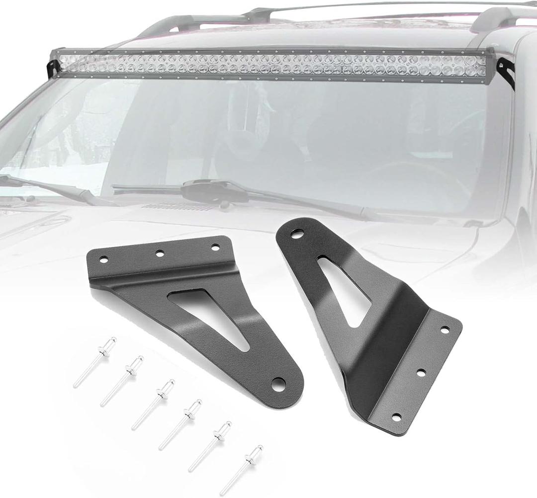 Wsays 50" Curved LED Light Bar Upper Roof Windshield Mounting Brackets Compatible with Jeep Grand Cherokee 1999-2004