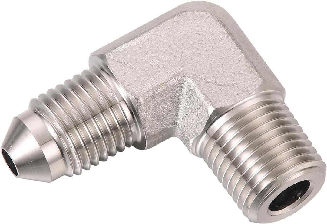 3AN Male Flare to 1/8 NPT Pipe Male 90 Degree Stainless Steel Fitting Adapter Union Connector 3AN Male Flare to 1/8 NPT Pipe Male 90 Degree Stainless Steel Fitting Adapter Union Connector