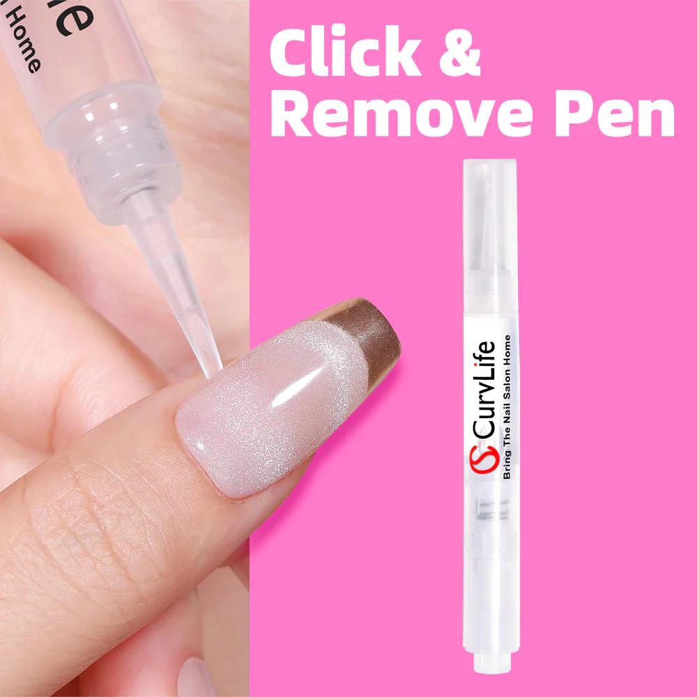 Kiss (1) Bottle Brush-On Nail Glue
 +  Curvlife Click & Remove Pen for Multi-functional 5ml Press on Nail Glu