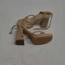 MIRAAZZURRA Platform Strappy Heel Sandals Square Open Toe Two Strap Chunky High Heeled Sandals with Buckle Ankle Strap for Women Party Wedding Dress,7,5, Nude 