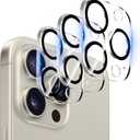 3 Pack Dengduoduo Tempered Glass Camera Lens Protector for iPhone 15 Pro 6.1" & iPhone 15 Pro Max 6.7", Ultra HD, 9H Hardness, Anti-Scratch, Case Friendly, Easy to Install [No Affect on Night Shots] (Clear)