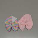 Rainbow Headbands for Baby Girls Hair Bows 2pcs Newborn Infant Toddler Kids Hair Accessories Pink Head Bow Colorful Stripes (7DJ-CHTWZ2G)