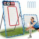 2-in-1 Volleyball Rebounder Net System, Adjustable from 7x4 ft to 4x4.5 ft, 4-Angle Bounce Back Net, Training Equipment for Volleying, Bumping, Spiking Practice, Resists Twisting (Blue)