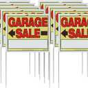 Sunburst Systems 3905 Garage Sale Sign, Assembled with metal U-Stake, Double Sided, 14" x 22" (Including Stakes), 10 Pack