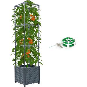Tomato Planter with Trellis Cage Raised Garden Bed Planters Boxes with Tomato Plant Cages Support Self Watering Pots for Climbing Flowers Vegetable Vine Vegetables Patio Greenhouse Indoor Outdoor (9.84*9.84*41.3 inch)