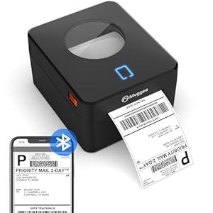Mvgges Shipping Label Printer Bluetooth, 4X6 Thermal Label Printer for Shipping Packages, Support Windows, Mac, iOS, Android, Used for Amazon, Ebay, UPS, USPS, Shopify