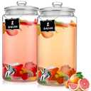Bokon 2 Pcs 2 Gallon Glass Drink Dispenser for Parties Beverage Dispenser with Stainless Steel Spigot and Chalkboard for Jar Drink Water Juice