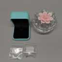 Crystal Jewelry Box for Women, Small Glass Trinket Jar with Lid, Clear Lotus Flower Storage Holder Elegant Organizer Dish for Ring, Earrings, Necklace, Gift (Pink Flower)