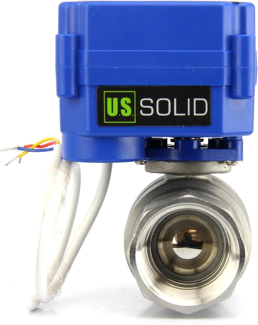 U.S. Solid Motorized Ball Valve- 1" NSF Certified 304SS Electrical Ball Valve with Full Port, 9-24V AC/DC and 3 Wire Setup