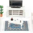 SAMCAMI Miniature Dollhouse Furniture 1 12 Scale - Wooden Dollhouse Furniture Set for Dollhouse Living Room - Doll House Furniture Incl Sofa, TV Cabinet, Coffee Table and Other Accessories (White)