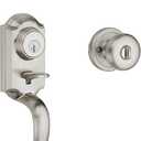Kwikset Montara Front Door Lock Handle and Deadbolt Set, Entry Handleset Exterior with Interior Door Knob, Satin Nickel, Pick Resistant SmartKey Rekey Deadbolt Security
