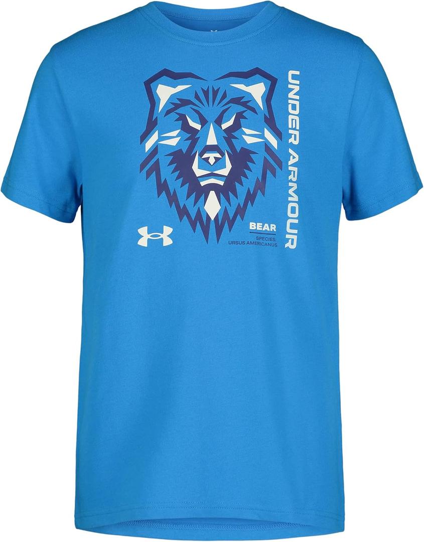 Under Armour Boys' Outdoor Short Sleeve T-Shirt, Crewneck (Small, Blue Circuit Bear)