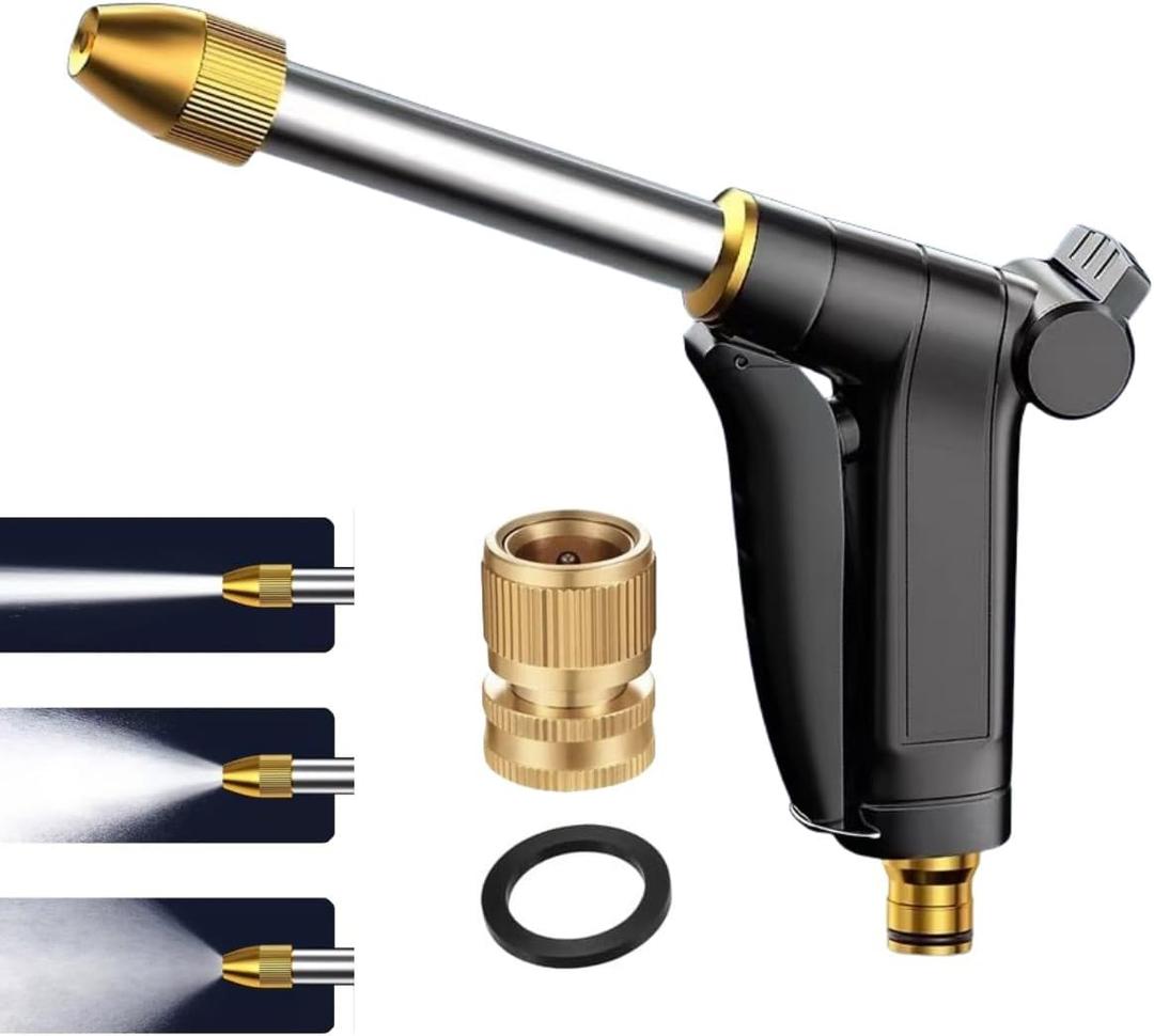 Garden Hose Nozzles,Hose Sprayer Nozzle Heavy Duty Metal Water Hose Spray Gun Nozzle with 3/4GHT Thread Brass Hose Quick Connect Fitting, for Watering Plants,Lawn,Washing Cars,Pets Shower