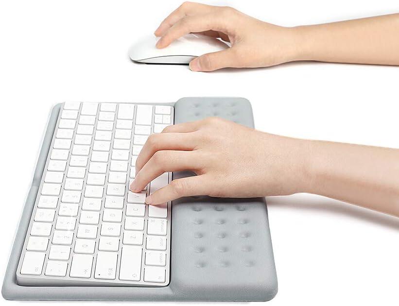 2 in 1 Keyboard Wrist Rest Pad Wrist Support Keyboard Mat Wrist Rest Mouse Pad for Apple Magic Keyboard 2 (Gray)