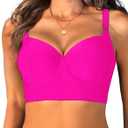 Women Underwire Bikini top Only - Longline Push Up Bathing Suit Top Bra Swim Tops 2025 Swimsuit Tops (Large, Pink)