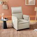Recliner ChairElectric Adjustable PU Leather Recliner with Remote Control and Padded Backrest,Recliner Single Sofa Seat with Thick Seat Cushion for Living Room Bedroom Home Theater (Beige)