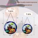 Stained Glass Window Hanging-7.8in Halloween suncatcher for Window Doors Home Decoration,Christmas Thanksgiving Gift for Women, Men, and Mom