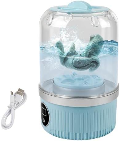 Mini Portable Washing Machine 1L, USB Rechargeable Cordless Compact Washer Deeply Chean Dishcloths, Socks, Baby Clothes, Kitchen Rags for Dorm, RV, Kitchen (No Plumbing Needed) (Blue)