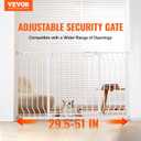 VEVOR 29.5-53" Extra Wide Safety Gate for Stairs, Auto Close Dog Gate for The House, Easy Install Pressure Mounted Pet Gates for Doorways, Easy Walk Thru Wide Safety Gate for Dog, White