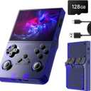 R40 Retro Handheld Game Console - Open Source System,3.5" IPS Screen, 18,000+ Classic Games, 128G TF Card, 3000mAh Battery, Portable Gaming Player for Travel, Retro Gaming Console, Blue