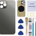 Back Glass Replacement (Graphite) Compatible with iPhone 12 pro max 6.7 inches All Carriers with Pre-Installed Adhesive and Repairing Tool Kits