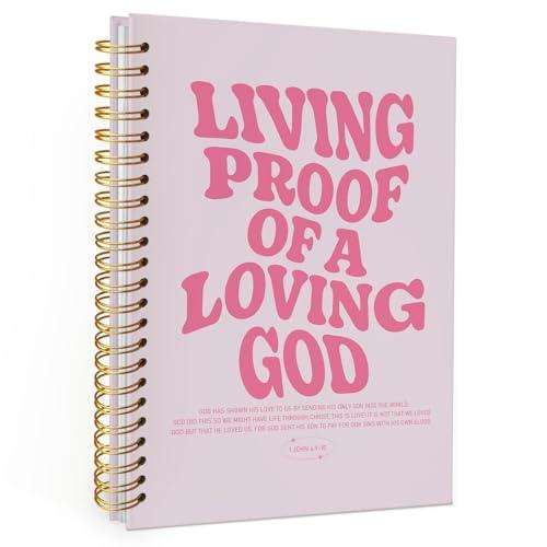 Wheatwin Christian Journal, Pink Bible Study Notebook, Bible Notebooks for Note Taking, Church Hardcover Spiral Notebook for Women 5.5x8.3 - Pink