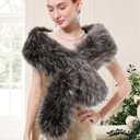 Soul Young Faux Fur Collar Women's Neck Warmer Scarf Wrap (Black)