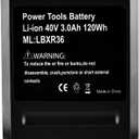 40 Volt MAX 3.0Ah Lithium Replacement Battery for Black and Decker 40V Battery LBX2040 LBXR36 LBXR2036 LST540 LCS1240 LBX1540 LST136W Black+Decker Lithium Battery