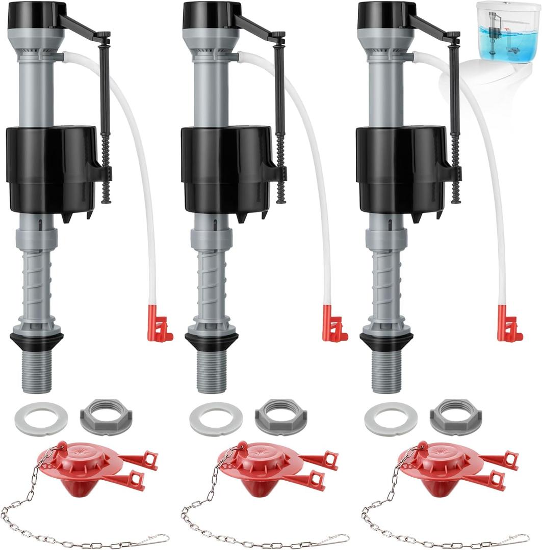 Saillong 3 Sets Toilet Float Replacement Kit, Universal Toilet Flusher Replacement Kit and 2 Inch Flapper Replacements, High-Performance Tank Water Control and Fill Valve