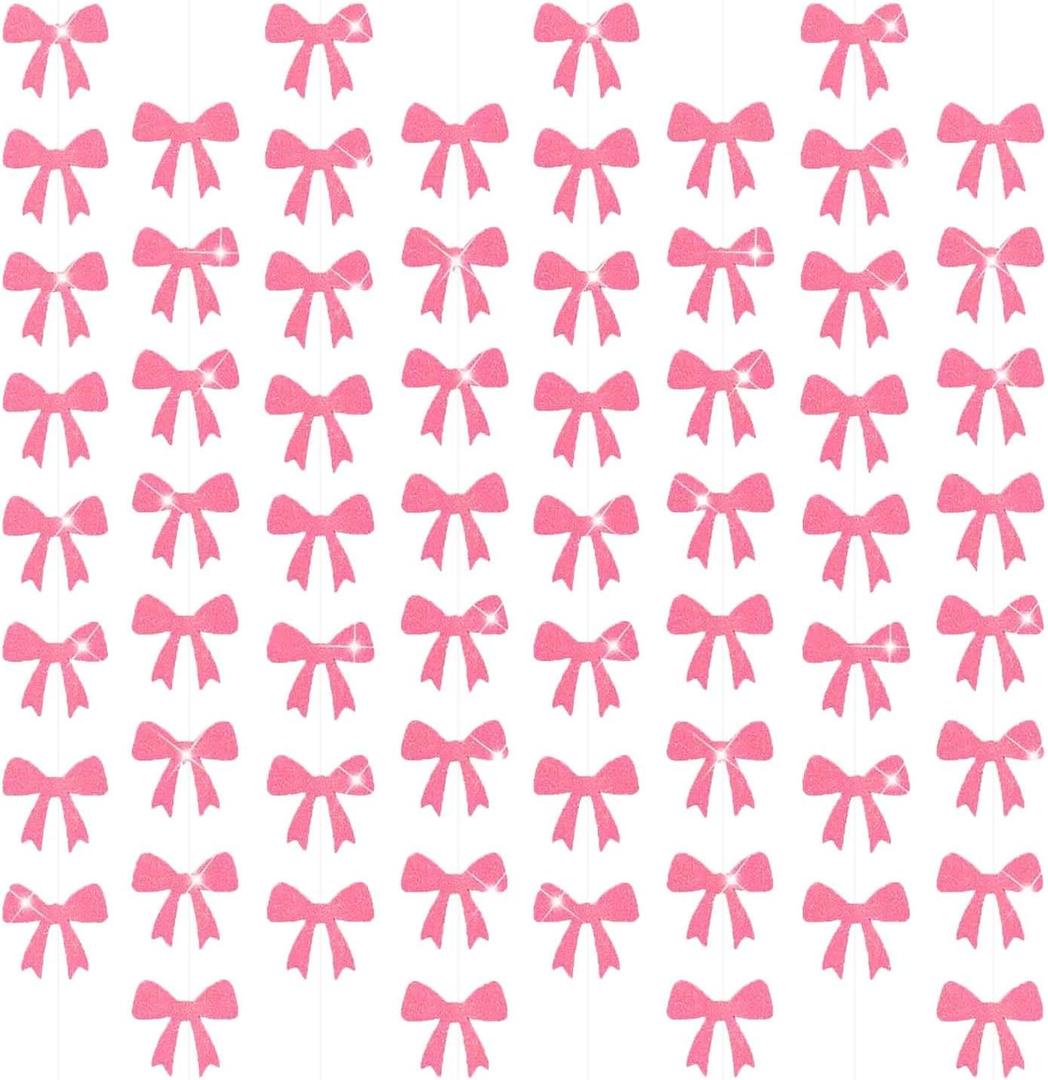 3 x 8 Pieces Pink Bow Birthday Party Decorations, Pink Coquette Birthday Decorations, Cute Bow Themed Baby Shower Decor, Bridal Shower Bow Hanging Backdrop Banner Girls Women Bachelorette Party Supplies