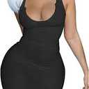 MOEENCN Sexy Bodycon Tank Dress for Women Summer Sleeveless Ribbed V Neck Basic Club Maxi Dresses Black S