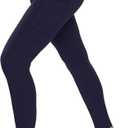 QGGQDD Fleece Lined Leggings Women - Soft Tummy Control High Waisted Winter Thermal Warm Yoga Pants for Workout Hiking, XX-Large, Navy Blue