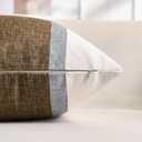 Patchwork Pillow Cover 18x18 Inch White Grey Brown Cotton and Linen and Polyester Cushion Cover Modern Decor Sofa Pillows for Living Room Couch Bedroom Set of 2