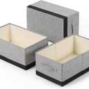 Linen Folding Storage Bins, 3 Pack Large Storage Baskets, Washable, Clothing Storage Bins with Handle, Closet Organizer for Storage Sweater, Sheets (gray black, 18"x11"x8")