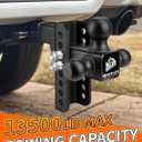 METOWARE Trailer Hitch for 2 Inch Receiver, 13,500 LBS Heavy Duty Drop Hitch, Adjustable Tri-Ball Tow Hitch (1-7/8", 2", 2-5/16") with 6-Inch Drop & Anti-Theft Hitch Pin Lock, Alloy Steel, Black