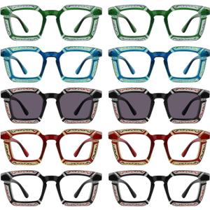 GUD 10 Pack Reading Glasses With Spring Hinges For Women Men