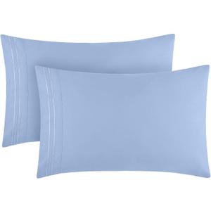 Mellanni Pillow Cases - Luxury, Extra Soft, Cooling Pillow Covers - 2 PC Iconic Collection Pillowcases - Envelope Closure (Standard/Queen 20" x 30", Sky Blue)