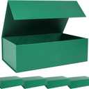 LFBOX Green Christmas Gift Box with Magnetic Lids 13.8x8.3x4.4 in, Bridesmaid Groomsman Proposal Box, Large Rectangle Storage Box 5 Pack