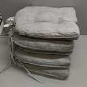 HARBOREST Chair Cushions for Dining Chairs Set of 4 - Chenille Tufted Kitchen Chair Cushions with Ties and Non-Slip Bottom, Foam Chair Pads for Dining Chairs, 17" x 17", Light Grey