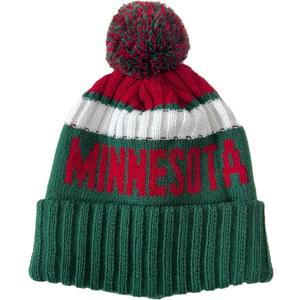 Vkawesr City Beanie Knit Hat with Pom Winter Cuffed Cap Sport Fans Gift for Men Women