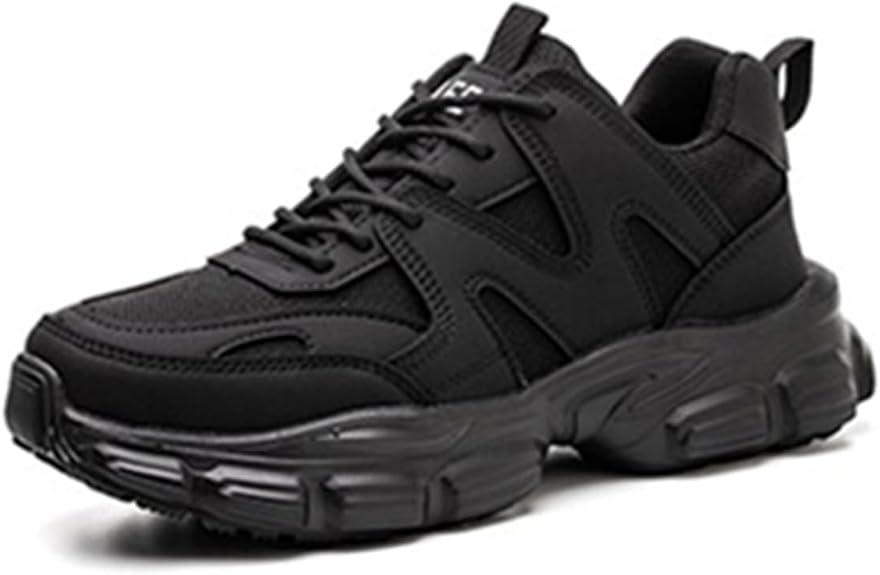 Steel Toe Safety Shoes Women Steel Work Trainer Shoes Lightweight Industrial Non Slip Breathable Shoes Sneakers (42, Black)