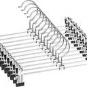 NORTHERN BROTHERS Pants Hangers 20 Pack Skirt Hangers with Clips Metal Adjustable Hanger for Pants Trousers Men Women Kids Clothes