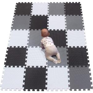 YIMINYUER 20 Tiles (30cm30cm1cm Each Tile) Baby Soft Puzzle Play Mats, Kids Thick EVA Foam Floor, Toddlers & Children's Soft Interlocking Mat R01R04R12G301020 (142114CM, White Black Gray)