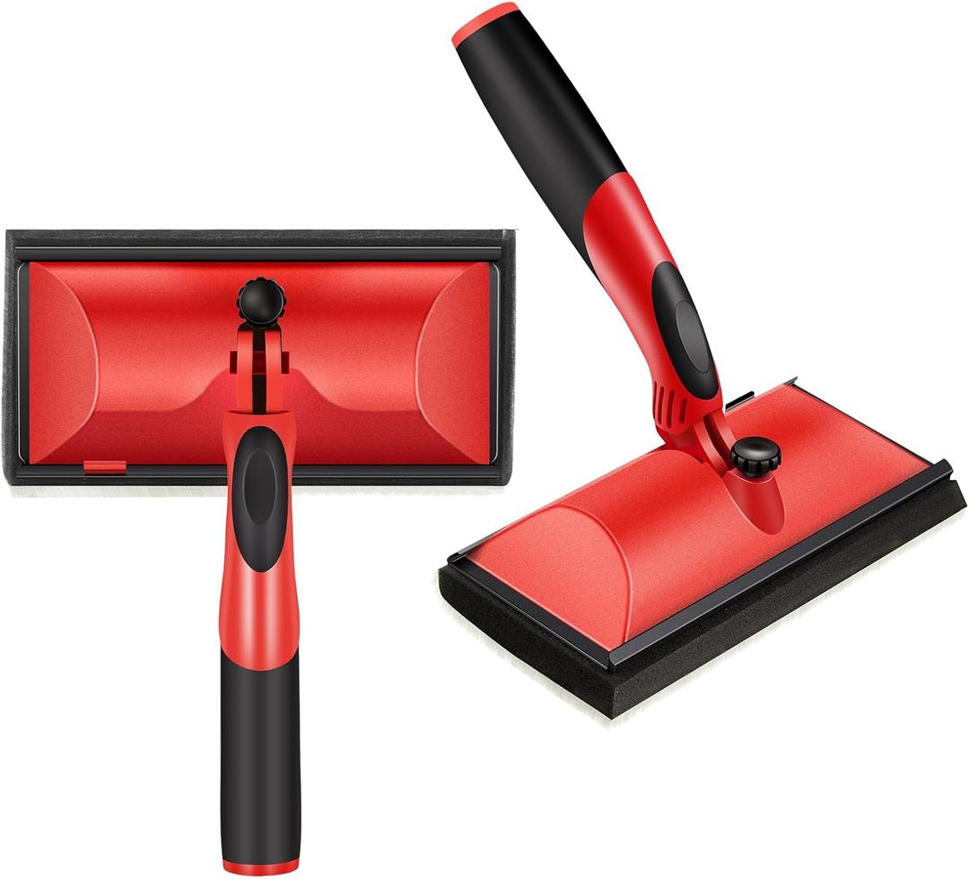2 Pcs Paint Edge Trimmer Tool, Deck Stain Pad Corner Walls Ceilings Painter 180 Rotation Handle Paint Pad Applicator to Apply Stains Edger for Wall (Extension Pole Not Included)(7 Inch)