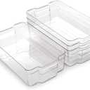 BINO | Stackable Storage Bins, X-Large - 4 Pack | THE STACKER COLLECTION | Clear Plastic Storage Bins | Organization Containers for Pantry & Fridge | Multi-Use Organizer Bin | BPA-Free