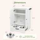 Dog Feeding Station with Storage Cabinet, White Wood Dog Cabinet with 2 Elevated Stainless Steel Bowls, Hidden Pull-Out Feeder Drawer, Pet Feeding Station for Kitchen and Living Room