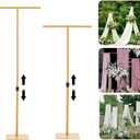 Vincidern 2pcs 8FT Backdrop Stand for Parties/Wedding, Adjustable Height - Heavy Duty Metal Background Stand Decor for Wedding, Birthday Party, Baby Shower, Photoshoot, Gold