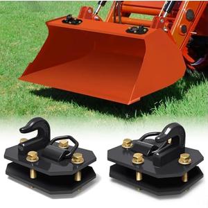 Octomo 3/8" Tractor Bucket Hooks with D Ring, Grab 70 Forged Steel Bolt on Grab Hook Tow Hook for Tractor Bucket Compatible with Kubota, John Deere, Kiot, RV, UTV, Truck, Max 15,000 lbs,Black 2 PCS